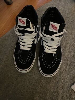Vans Black and White High-Top Skate Sneakers